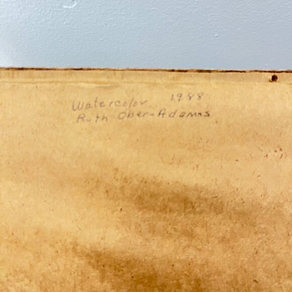 Framed Winter Scene Watercolor Painting By Ruth Ober-Adams 1988 With Rustic Wood - Picture 3 of 3